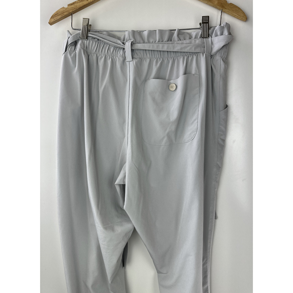 Athleta Skyline Pants Light Gray Tie Waist Athleisure Travel Lifestyle Size 12 - Picture 8 of 11